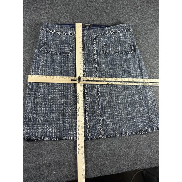 Banana Republic Skirt Womens Size 10 Blue Tweed Frayed Hem Pockets Modern Chic - Picture 4 of 15